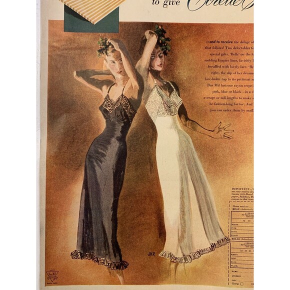 Corette Slips Print Ad Ephemera Wall Art Decor JKR VTG 1948 Pin Up Sexy Lingerie - Picture 3 of 9